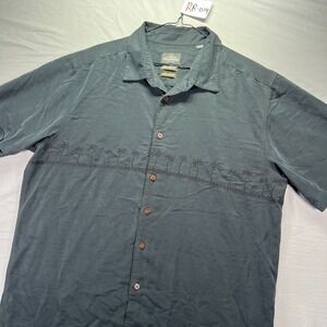 Quiksilver Waterman Shirt Mens 2XL Black Short Sleeve Button Up Travel Hawaiian